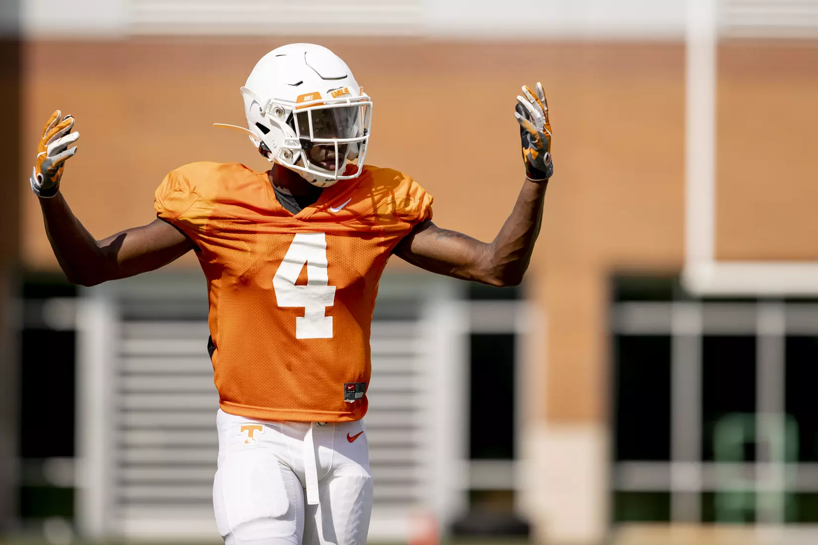 KNOXVILLE, TN - AUGUST 07, 2019 - Defensive back Warren Burrell #4 of the Tennessee Volunteers during 2019 Fall Training Camp practice on Haslam Field in Knoxville, TN. Photo By Andrew Ferguson/Tennessee Athletics