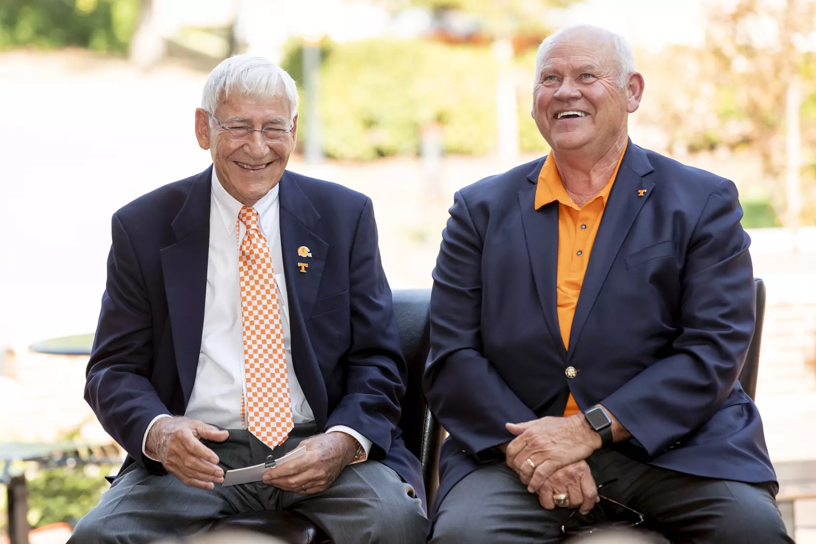 KNOXVILLE, TN - OCTOBER 04, 2019 - Doug Dickey and Director of Athletics Phillip Fulmer during the Doug Dickey Hall of Fame Plaza dedication in Knoxville, TN. Photo By Andrew Ferguson/Tennessee Athletics