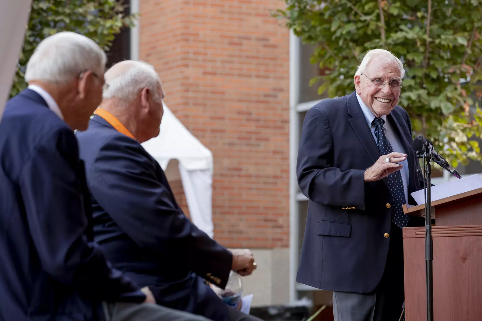 KNOXVILLE, TN - OCTOBER 04, 2019 - Roy Kramer during the Doug Dickey Hall of Fame Plaza dedication in Knoxville, TN. Photo By Andrew Ferguson/Tennessee Athletics