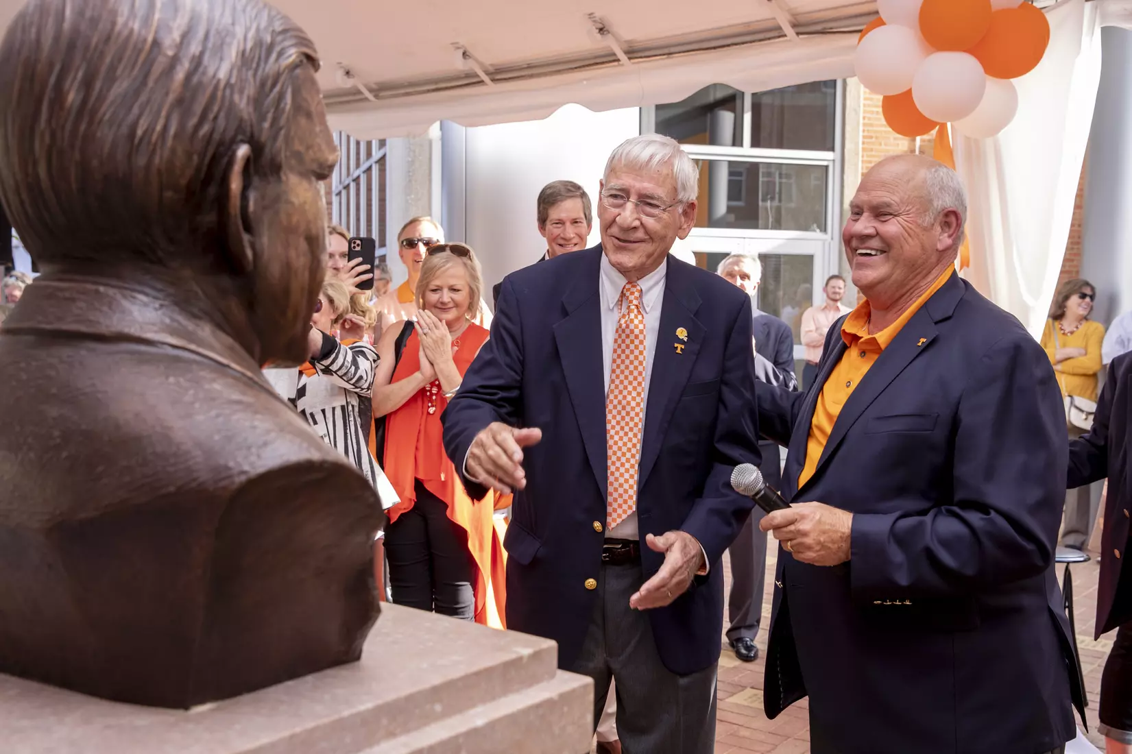 KNOXVILLE, TN - OCTOBER 04, 2019 - Director of Athletics Phillip Fulmer and Doug Dickey during the Doug Dickey Hall of Fame Plaza dedication in Knoxville, TN. Photo By Andrew Ferguson/Tennessee Athletics