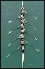 This varsity 8+ shell won second place.