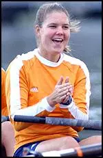 Kacey Montgomery enjoys some rest time during a practice.