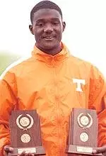 Tennessee's Justin Gatlin repeated his rare sprint double at the NCAA Outdoor Track & Field Championships.