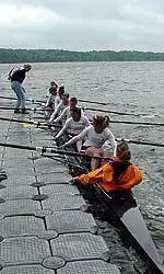 The Lady Vols launching amid very windy, turbulent conditions.