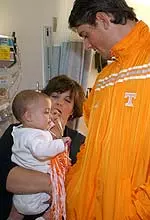 Luke Hochevar during a recent visit to Children's Hospital.