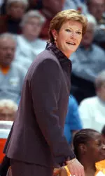 Pat Summitt Standing Courtside