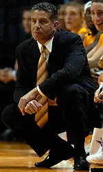 Bruce Pearl Crouching Courtside