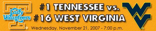 Lady Vols vs West Virginia Graphic