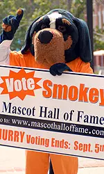 Mascot Smokey Holding Hall Of Fame Poster