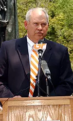 Fulmer Speaking At Outside Podium