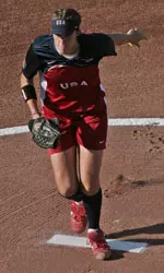Monica Abbott Pitching In USA Softball Uniform