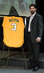 Helton Jersey On Display With Person Adjacent