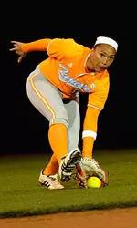 Softball Athlete Catching Ground Ball