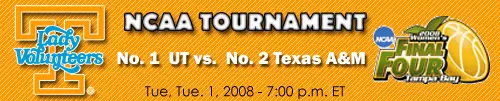 Lady Vols vs Texas A&M NCAA Tournament Graphic