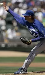 Luke Hochevar Throwing Baseball