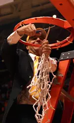 Pearl Cutting Down Basketball Net