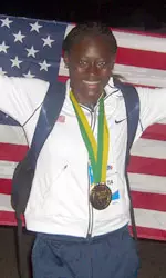Layne 100 Meter Holding American Flag