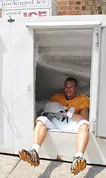 Rogers Sitting In An Ice Cooler