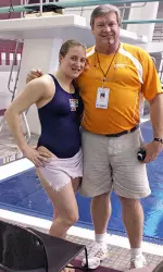 Gabbi Trudeau and UT Diving Coach Dave Parrington