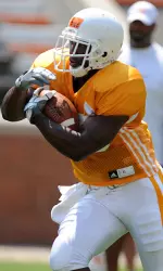 Sophomore Tauren Poole and the rest of Tennessee's running backs had a solid scrimmage Saturday afternoon in Neyland Stadium.