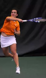 Maria Sorbello and Caitlin Whoriskey won their 12th straight doubles match on Friday.