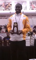 Dentarius Locke on the NCAA awards stand.