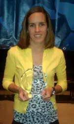 Jackie Areson collected her award at the 2011 USTFCCCA Banquet.