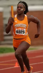 Ashley Harris was a member of two Lady Vol sprint relays on Friday at Franklin Field.