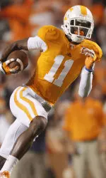 In 16 games played over two seasons with the Vols from 2010-11, he has 33 catches for 729 yards and nine touchdowns.