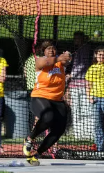 Laquoya Kelly was ninth in the hammer throw on Thursday.
