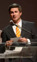 Jay Vandeventer accepting Volscar for men's golf.