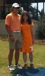 Thomas Dunne with his mother after the Vols big day.