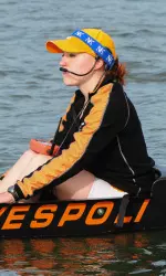 Senior coxswain Rachel Clagett