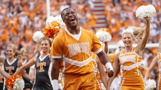 KNOXVILLE, TN - SEPTEMBER 22, 2018 - Cheerleaders before the game between the Florida Gators and the Tennessee Volunteers at Neyland Stadium in Knoxville, TN. Photo By Maury Neipris/Tennessee Athletics