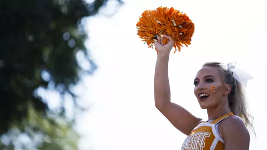 KNOXVILLE, TN - SEPTEMBER 22, 2018 - Cheerleader before the game between the Florida Gators and the Tennessee Volunteers at Neyland Stadium in Knoxville, TN. Photo By Caleb Jones/Tennessee Athletics