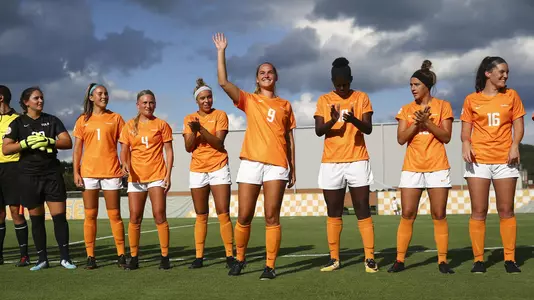 KNOXVILLE, TN - AUGUST 10, 2018 - Defender Mackenzie Gouner #9 of the Tennessee Volunteers during the preseason match between the Alabama Crimson Tide and the Tennessee Volunteers at Regal Soccer Stadium in Knoxville, TN. Photo By Amanda Pruitt/Tennessee Athletics