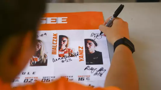 KNOXVILLE, TN - AUGUST 10, 2018 - Goalkeeper Shae Yanez #30 of the Tennessee Volunteers during a preseason fan autograph session at Regal Soccer Stadium in Knoxville, TN. Photo By Amanda Pruitt/Tennessee Athletics