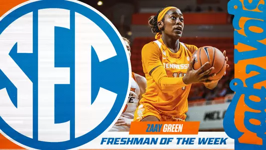 Zaay Green SEC Freshman of the Week graphic