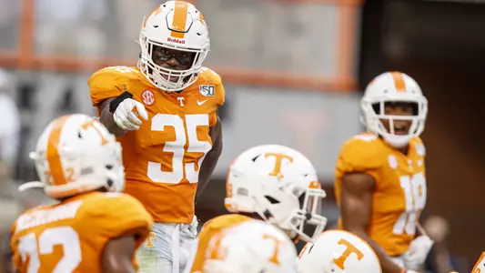 KNOXVILLE, TN - OCTOBER 26, 2019 - Linebacker Daniel Bituli #35 of the Tennessee Volunteers during the game between the South Carolina Gamecocks and the Tennessee Volunteers at Neyland Stadium in Knoxville, TN. Photo By Caleb Jones/Tennessee Athletics