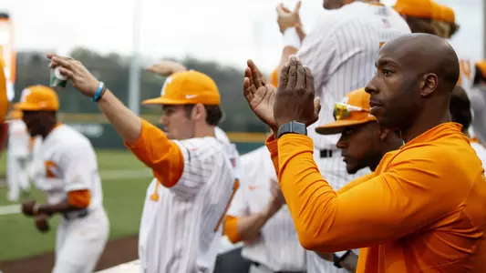 KNOXVILLE, TN - APRIL 05, 2019 - Strength & Conditioning Coach Quentin Eberhardt of the Tennessee Volunteers during the game between the Mississippi State Bull Dogs and the Tennessee Volunteers at Lindsey Nelson Stadium in Knoxville, TN. Photo By Caleb Jones/Tennessee Athletics