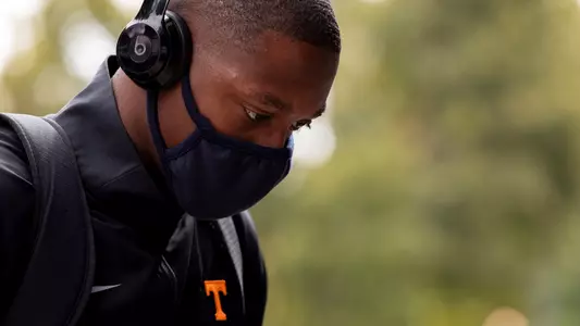ATHENS, GA - OCTOBER 10, 2020 - Wide receiver Josh Palmer #5 of the Tennessee Volunteers before the game between the Georgia Bulldogs and the Tennessee Volunteers at Sanford Stadium in Athens, GA. Photo By Andrew Ferguson/Tennessee Athletics