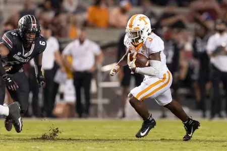 COLUMBIA, SC - SEPTEMBER 26, 2020 - Running back Eric Gray #3 of the Tennessee Volunteers during the game between the South Carolina Gamecocks and the Tennessee Volunteers at Williams-Brice Stadium in Columbia, SC. Photo By Andrew Ferguson/Tennessee Athletics