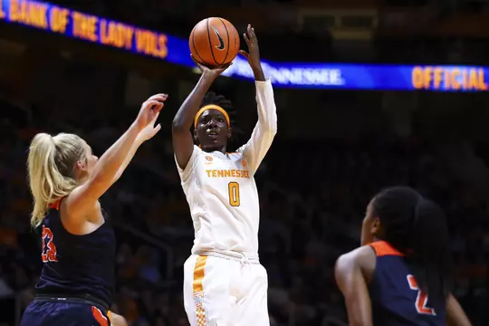 KNOXVILLE, TN - NOVEMBER 07, 2017 - Guard Rennia Davis #0 of the Tennessee Lady Volunteers during the game between the Carson-Newman Eagles and the Tennessee Lady Volunteers at Thompson-Boling Arena in Knoxville, TN. Photo By Kyle Zedaker/Tennessee Athletics