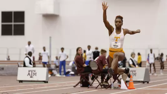 COLLEGE STATION, TX - FEBRUARY 29, 2020 - Alonie Sutton of the Tennessee Volunteers during Day 2 of the SEC Indoor Championship at Gilliam Indoor Track Stadium in College Station, TX. Photo By Maury Neipris/Tennessee Athletics