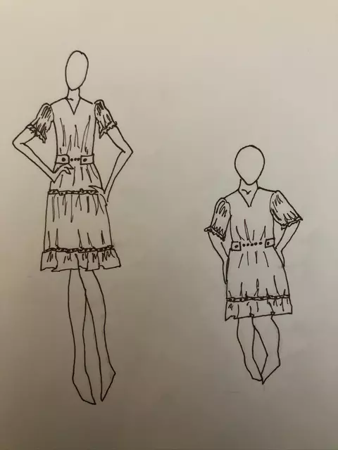 Drawing Of Two People Wearing A Dress