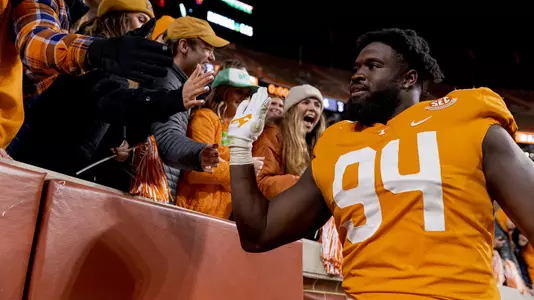 KNOXVILLE, TN - November 20, 2021 - Defensive lineman Matthew Butler #94 of the Tennessee Volunteers after the game between the South Alabama Jaguars and the Tennessee Volunteers at Neyland Stadium in Knoxville, TN. Photo By Andrew Ferguson/Tennessee Athletics