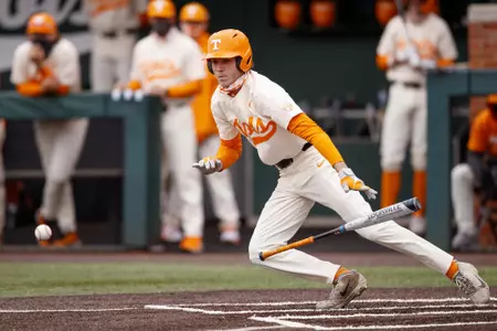 KNOXVILLE, TN - March 14, 2021 - Infielder/Outfielder Max Ferguson #2 of the Tennessee Volunteers during the game between the UNC Greensboro Spartans and the Tennessee Volunteers at Lindsey Nelson Stadium in Knoxville, TN. Photo By Kate Luffman/Tennessee Athletics