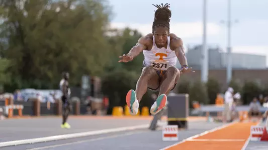 KNOXVILLE, TN - April 09, 2021 - Daniel Igbokwe of the Tennessee Volunteers during day 2 of the 53rd Tennessee Relays at Tom Black Track At LaPorte Stadium in Knoxville, TN. Photo By Andrew Ferguson/Tennessee Athletics