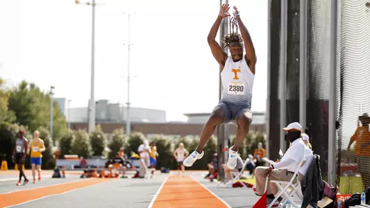 KNOXVILLE, TN - April 09, 2021 - Anthony Riley of the Tennessee Volunteers during day 2 of the 53rd Tennessee Relays at Tom Black Track At LaPorte Stadium in Knoxville, TN. Photo By Kate Luffman/Tennessee Athletics