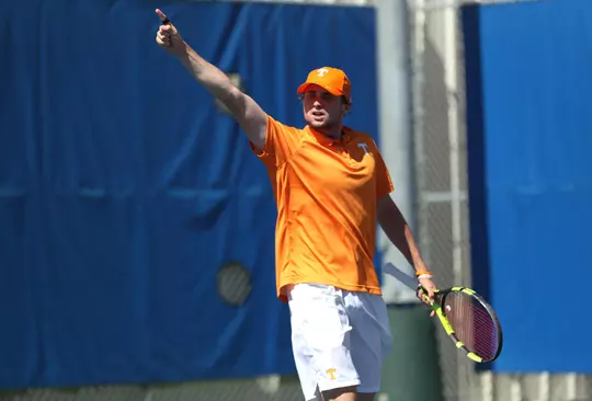 during the SEC tournament match between Mississippi State vs. Tennessee on Sunday, April 21, 2019 at Linder Stadium at Ring Tennis Complex in Gainesville, FL / UAA Communications photo by Adler Garfield